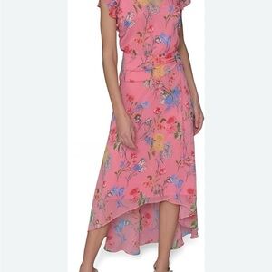 Karl Lagerfeld Pink Floral High Low Dress